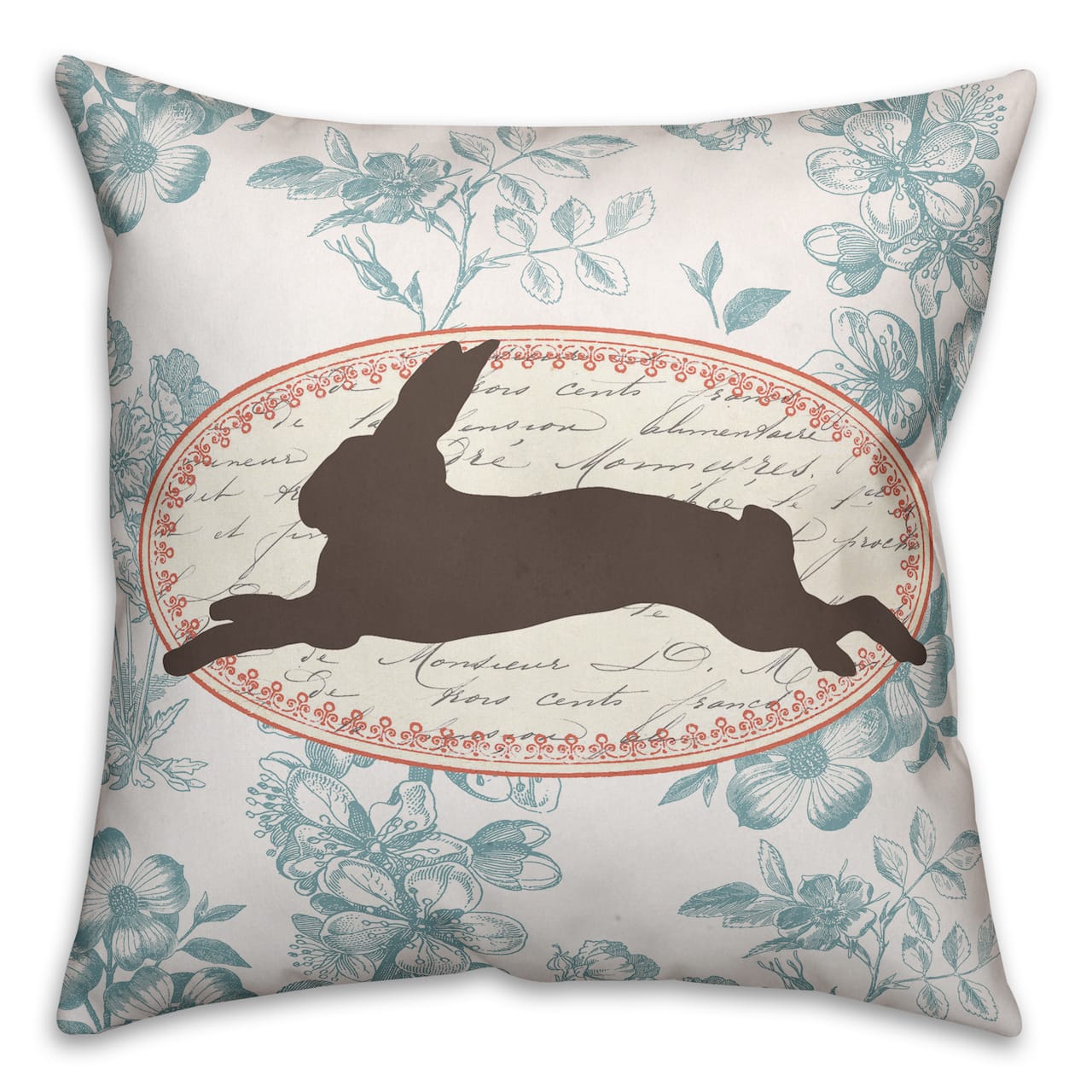 Vintage Florals Rabbit Throw Pillow